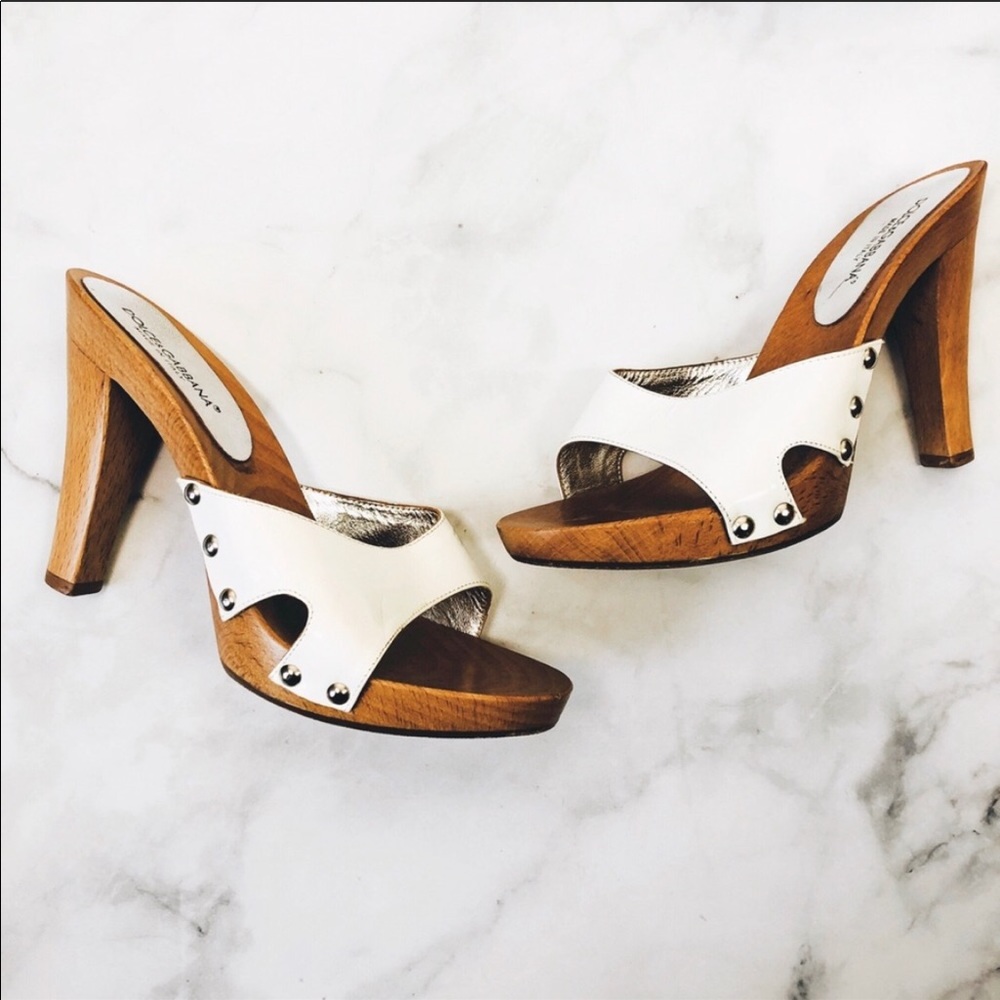 Dolce & Gabbana Wooden Slip In Heels